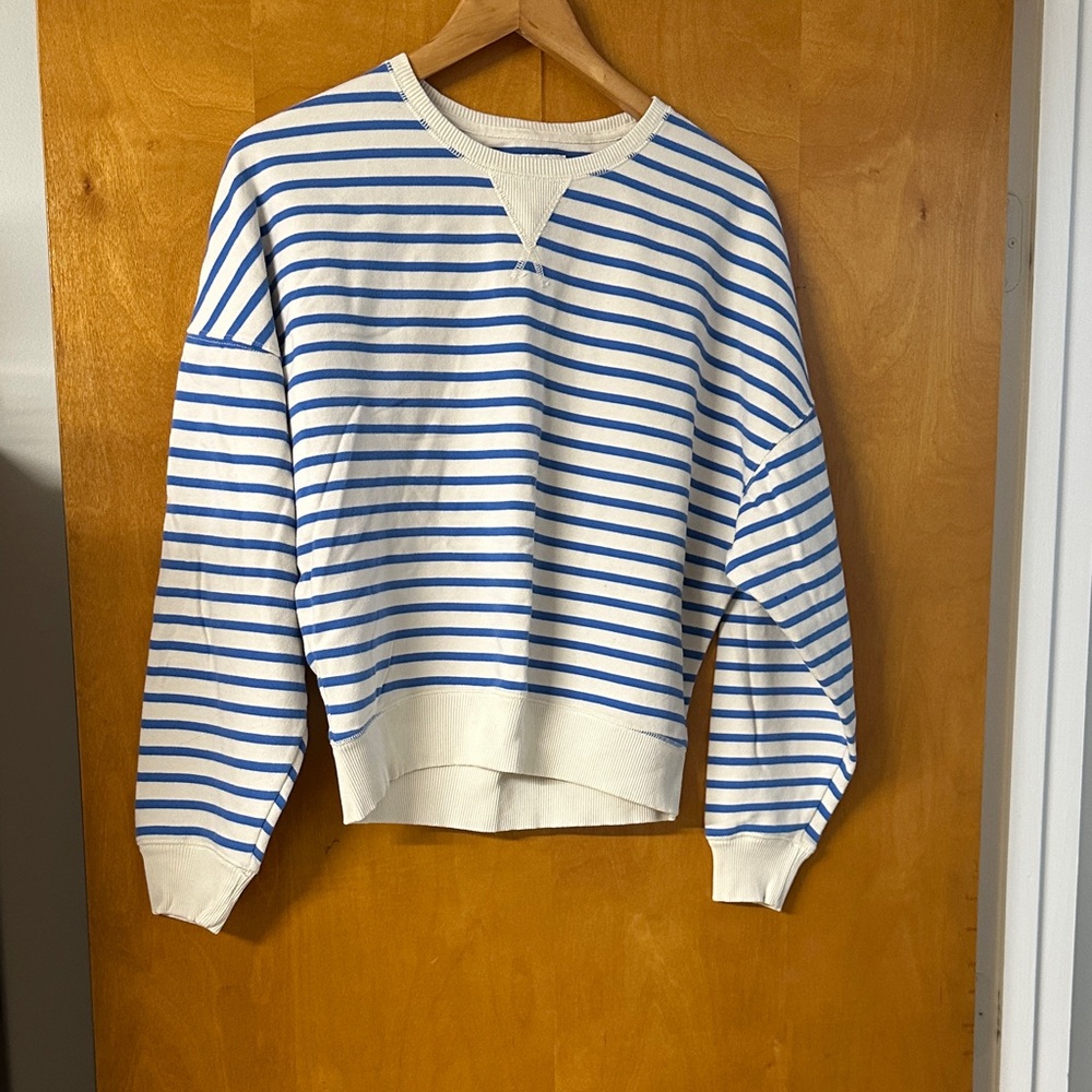 American Eagle Blue and White Striped Sweater